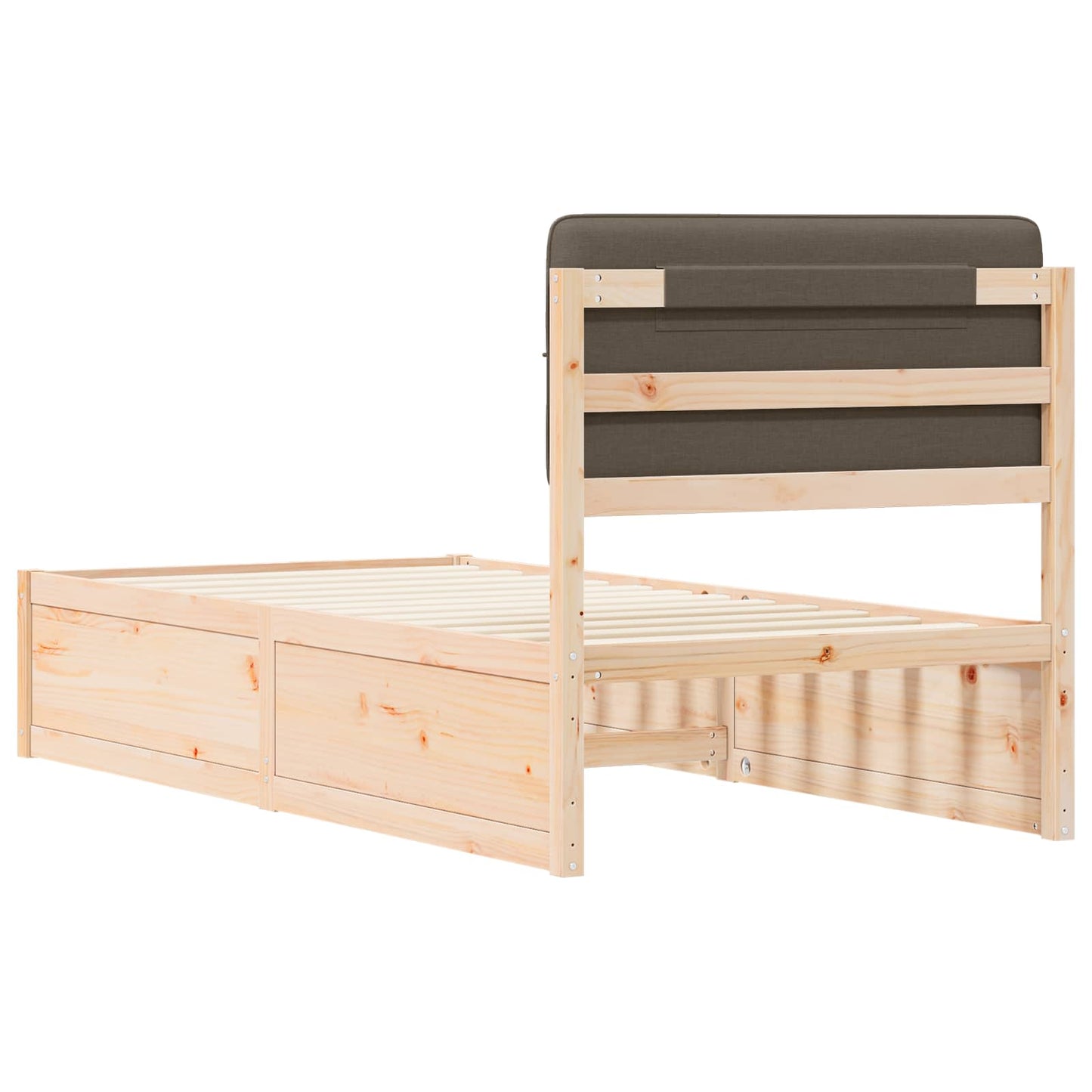 vidaXL Σκελετός Κρεβατιού με Επενδεδυμένο Κεφαλάρι Taupe 90 x 200 cm