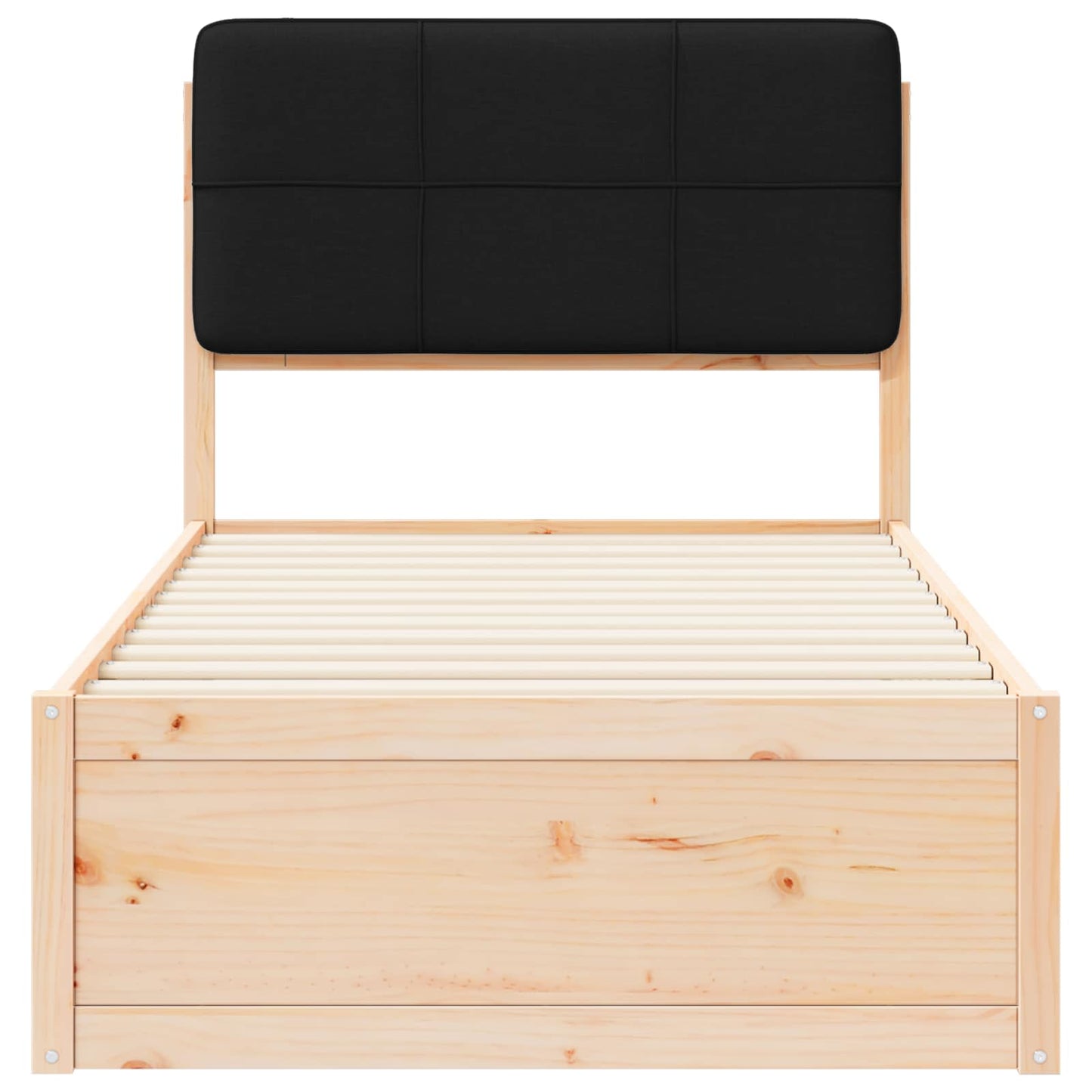 vidaXL Σκελετός Κρεβατιού με Επενδεδυμένο Κεφαλάρι Μαύρο 75 x 190 cm