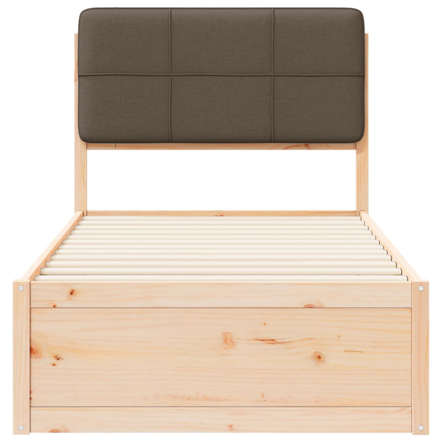 vidaXL Σκελετός Κρεβατιού με Επενδεδυμένο Κεφαλάρι Taupe 75 x 190 cm