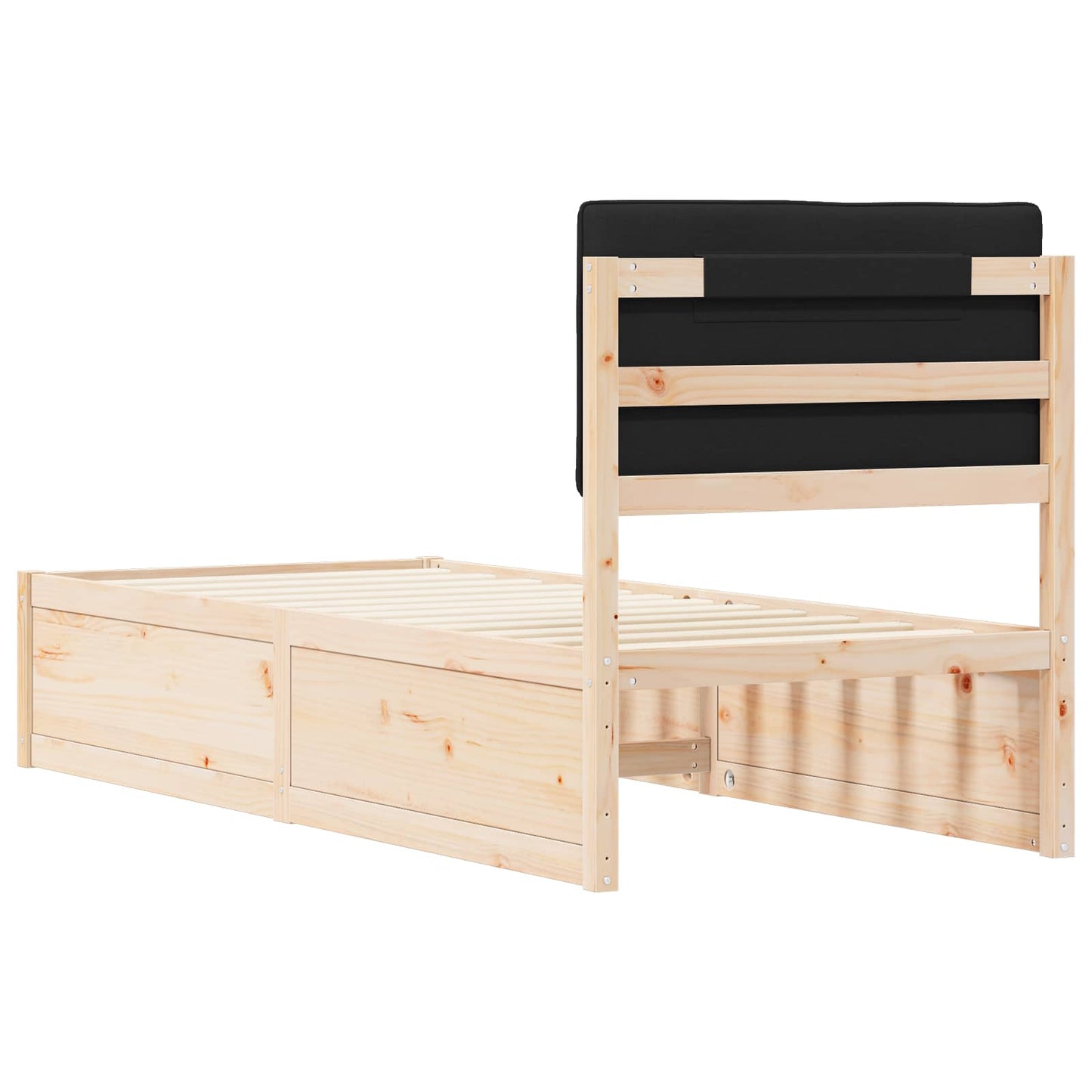 vidaXL Σκελετός Κρεβατιού με Επενδεδυμένο Κεφαλάρι Μαύρο 80 x 200 cm