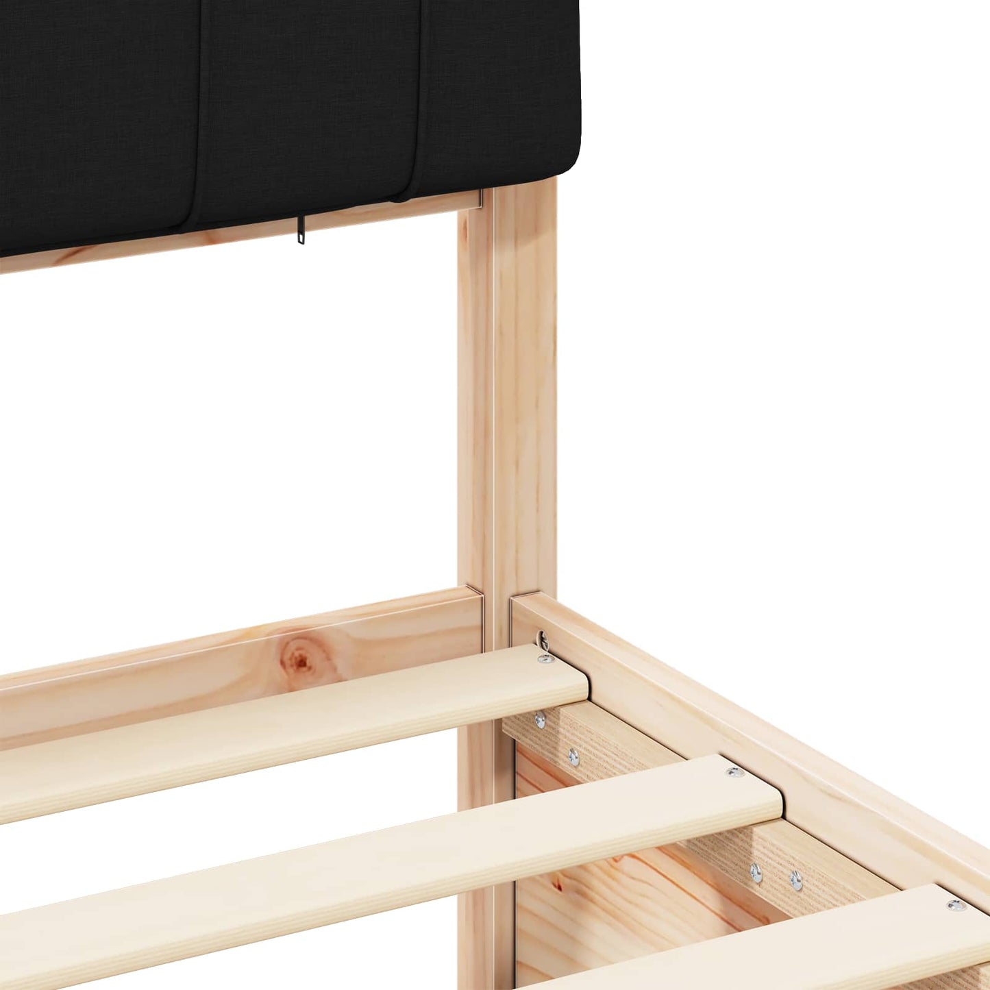 vidaXL Σκελετός Κρεβατιού με Επενδεδυμένο Κεφαλάρι Μαύρο 90 x 190 cm