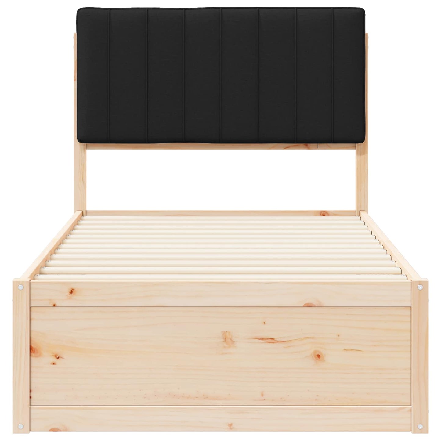 vidaXL Σκελετός Κρεβατιού με Επενδεδυμένο Κεφαλάρι Μαύρο 90 x 190 cm