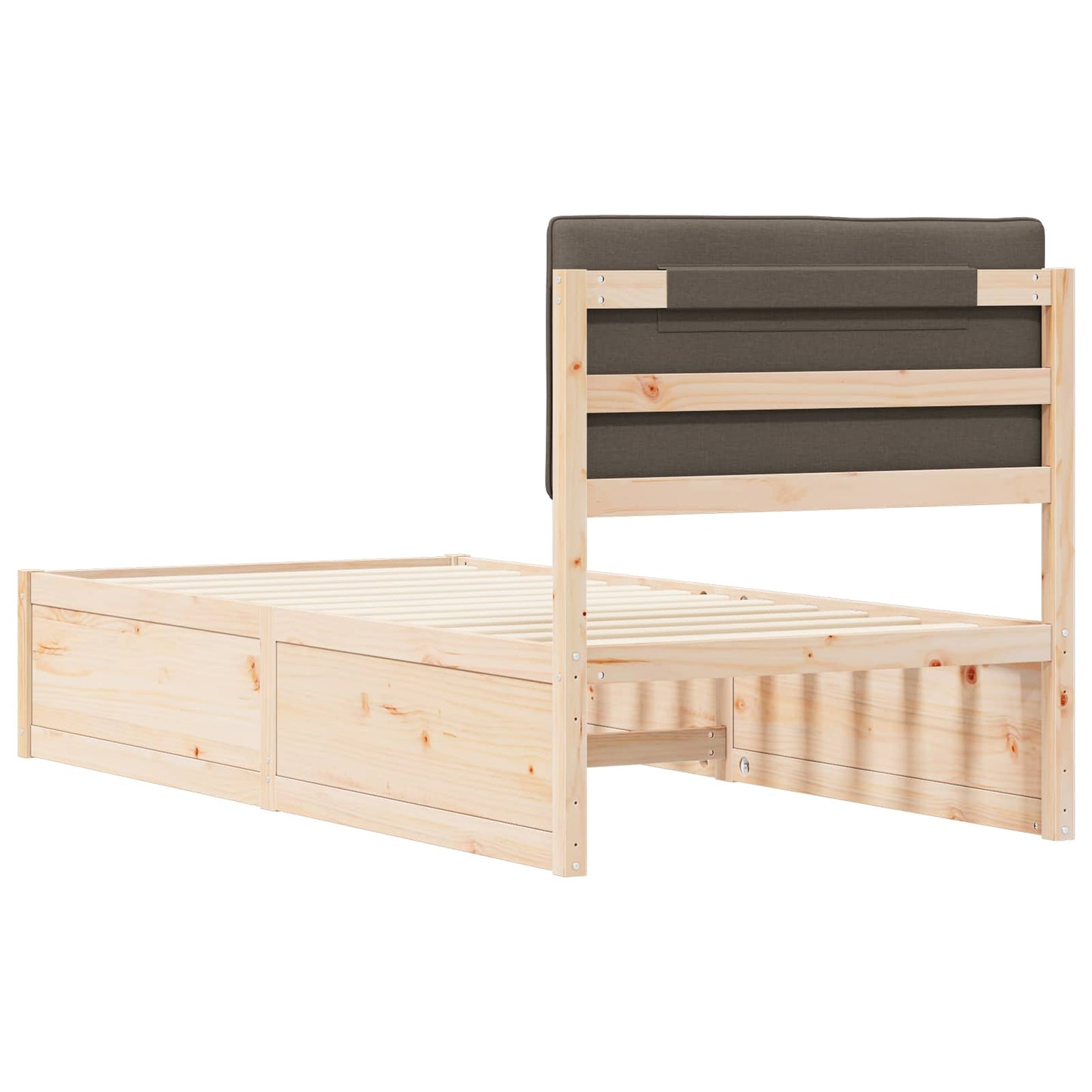 vidaXL Σκελετός Κρεβατιού με Επενδεδυμένο Κεφαλάρι Taupe 90 x 190 cm