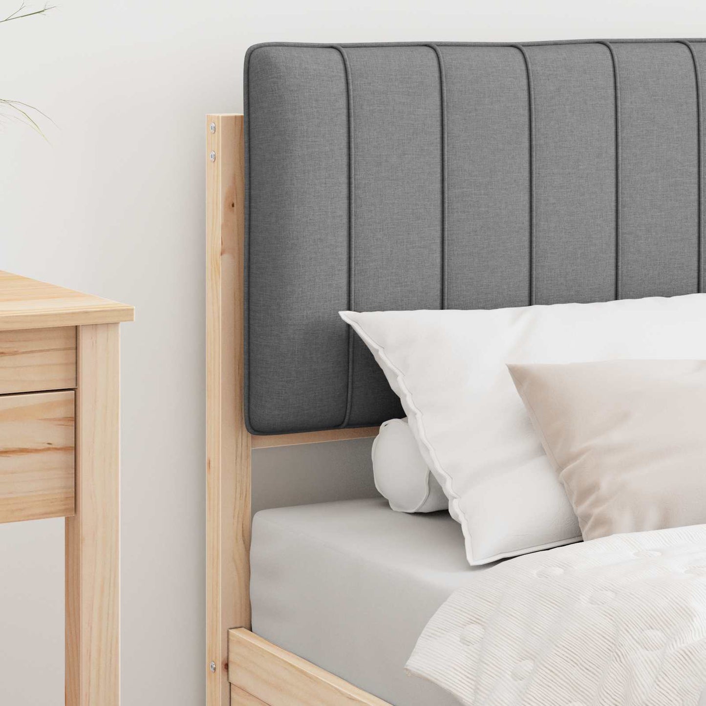 vidaXL Σκελετός Κρεβατιού με Επενδεδυμένο Κεφαλάρι Ανοιχτό γκρι