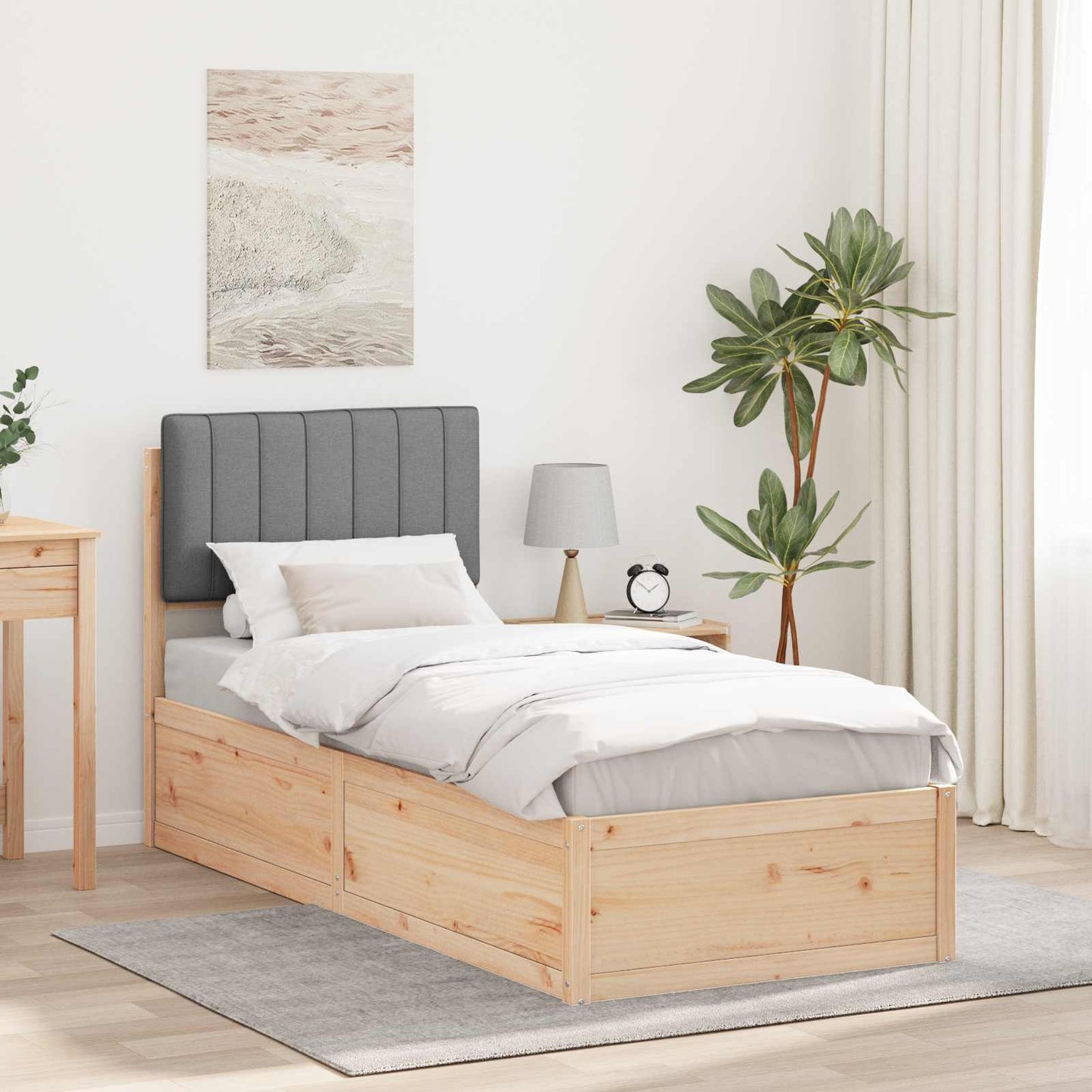 vidaXL Σκελετός Κρεβατιού με Επενδεδυμένο Κεφαλάρι Ανοιχτό γκρι