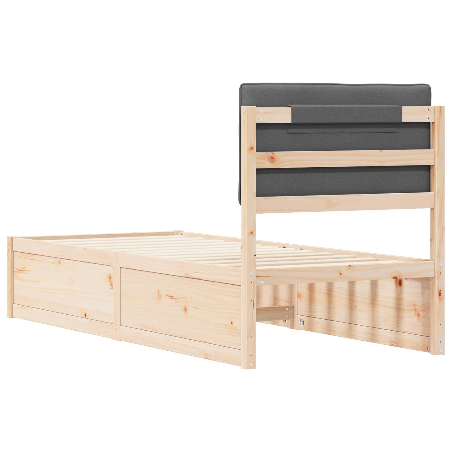 vidaXL Σκελετός Κρεβατιού με Επενδεδυμένο Κεφαλάρι Σκούρο Γκρι