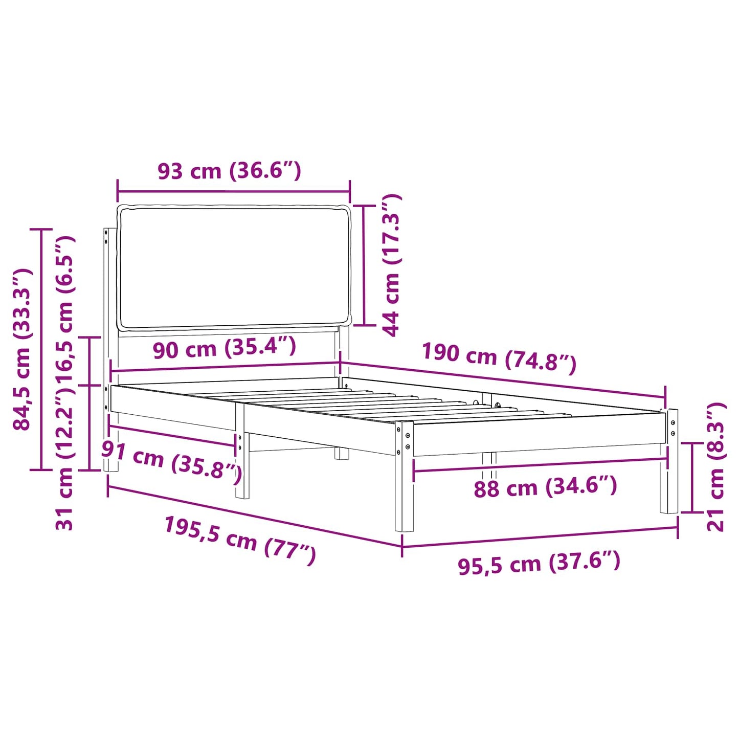 vidaXL Σκελετός Κρεβατιού με Επενδεδυμένο Κεφαλάρι Σκούρο Γκρι