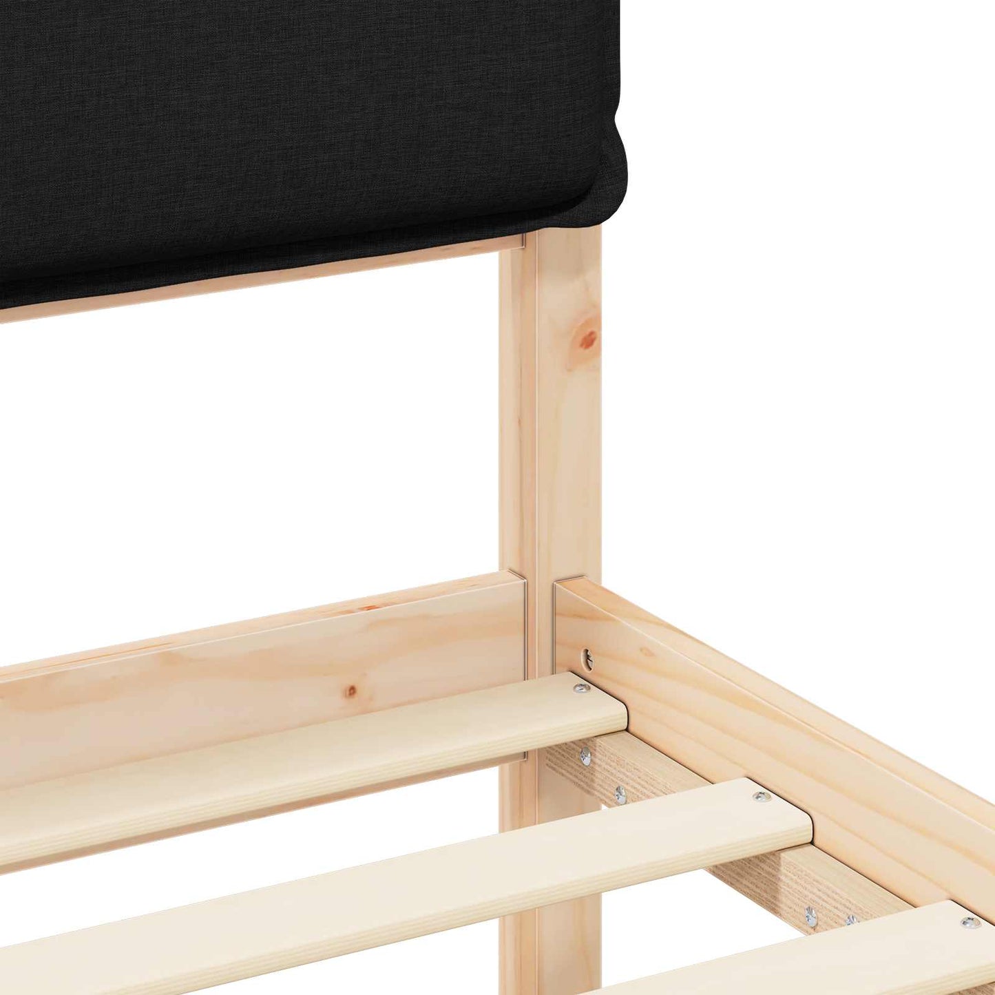 vidaXL Σκελετός Κρεβατιού με Επενδεδυμένο Κεφαλάρι Μαύρο 75 x 190 cm