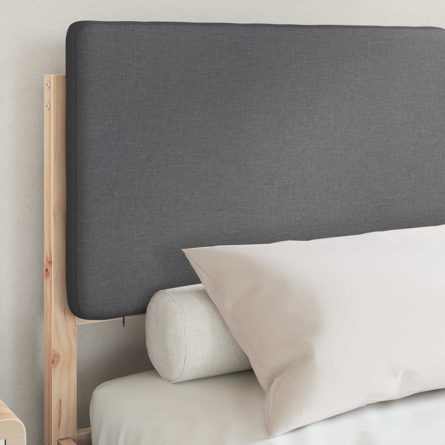 vidaXL Σκελετός Κρεβατιού με Επενδεδυμένο Κεφαλάρι Σκούρο Γκρι