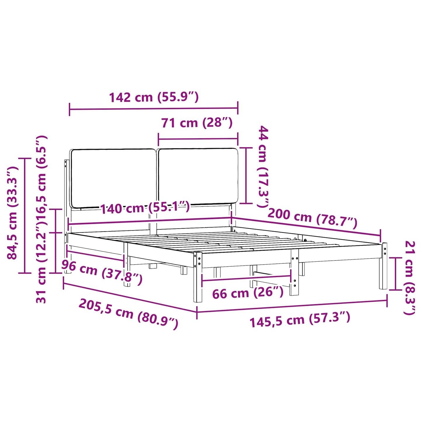 vidaXL Σκελετός Κρεβατιού με Επενδεδυμένο Κεφαλάρι Taupe 140 x 200 cm