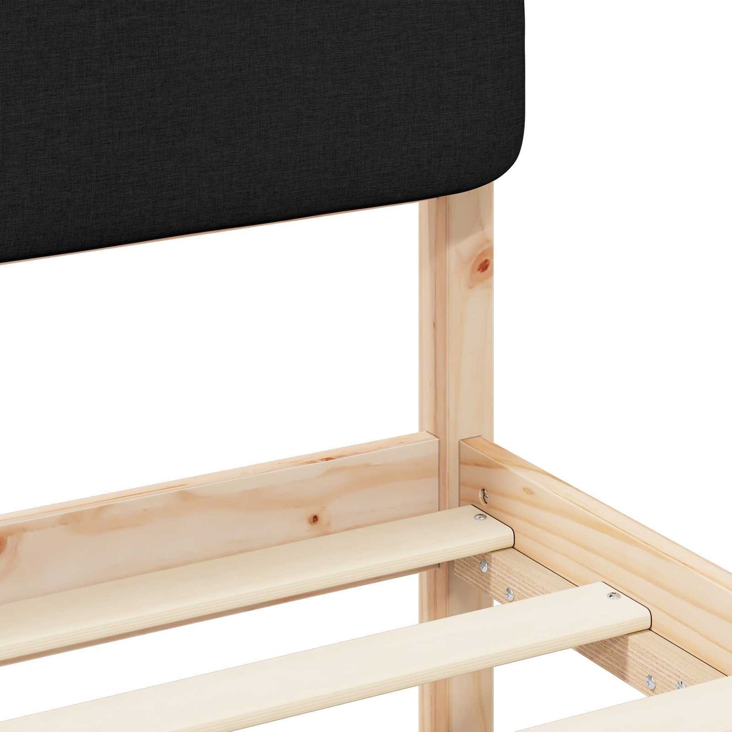 vidaXL Σκελετός Κρεβατιού με Επενδεδυμένο Κεφαλάρι Μαύρο 135 x 190 cm