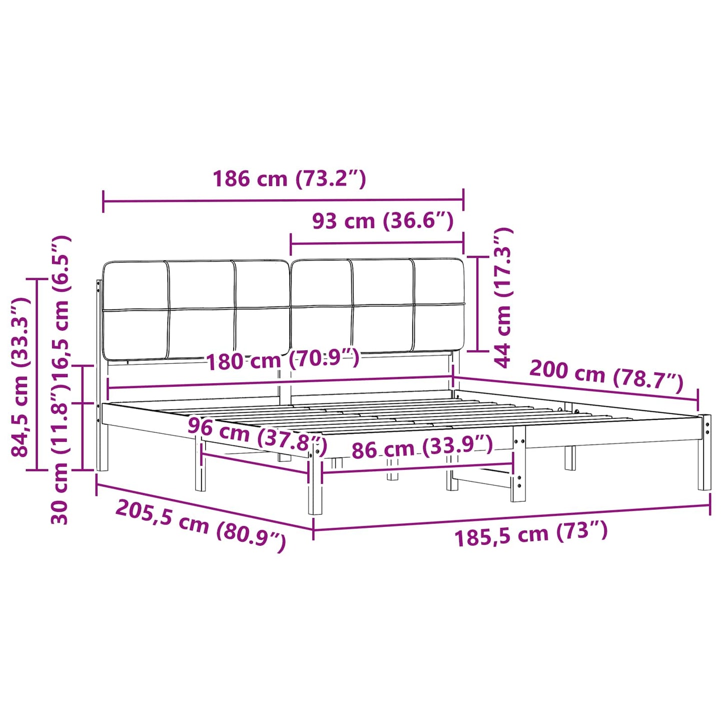 vidaXL Σκελετός Κρεβατιού με Επενδεδυμένο Κεφαλάρι Ανοιχτό γκρι