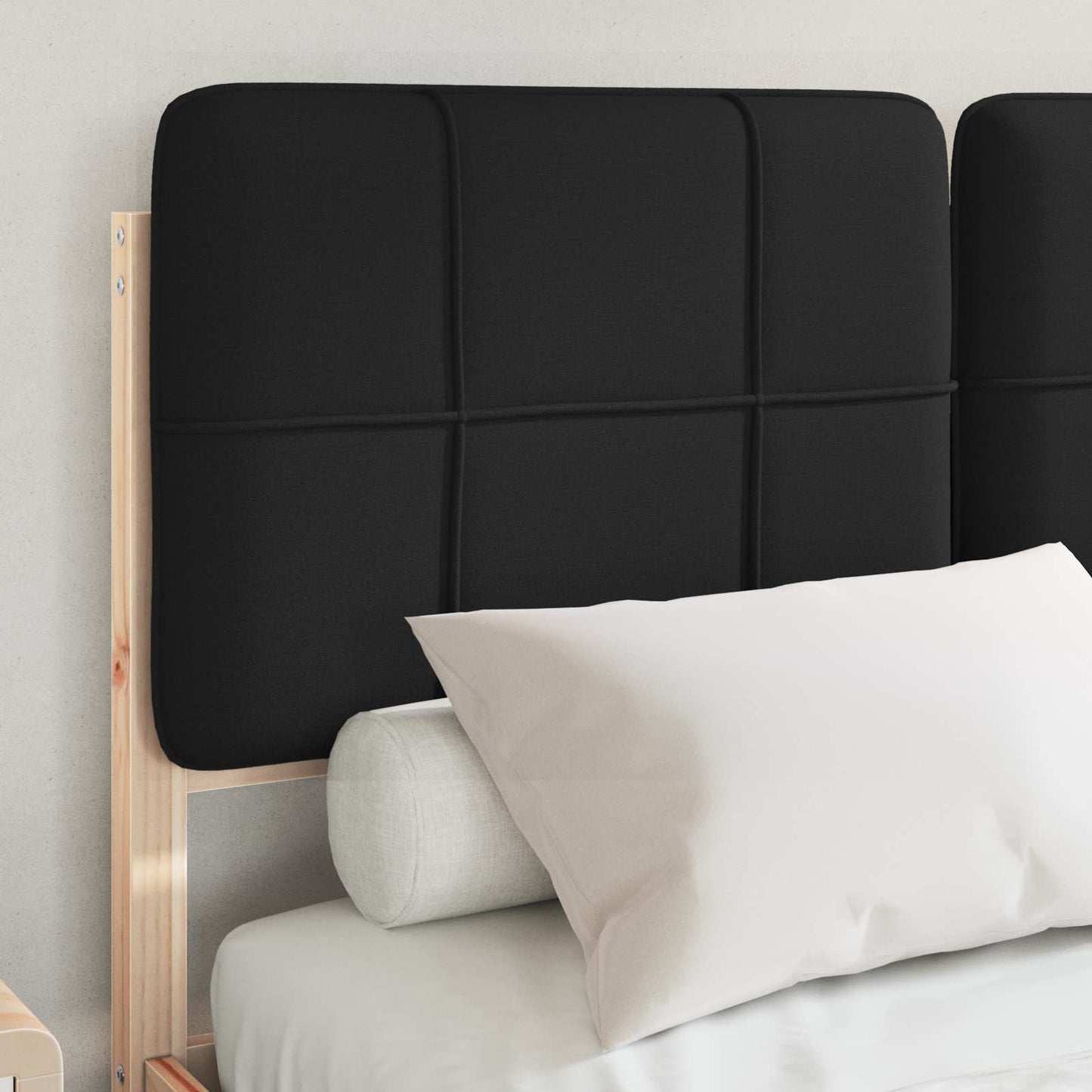 vidaXL Σκελετός Κρεβατιού με Επενδεδυμένο Κεφαλάρι Μαύρο 120 x 200 cm