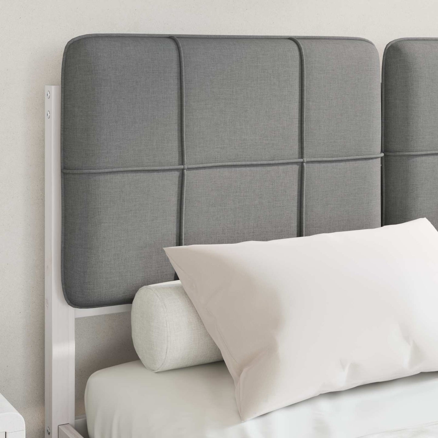 vidaXL Σκελετός Κρεβατιού με Επενδεδυμένο Κεφαλάρι Ανοιχτό γκρι