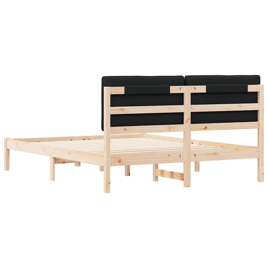 vidaXL Σκελετός Κρεβατιού με Επενδεδυμένο Κεφαλάρι Μαύρο 150 x 200 cm