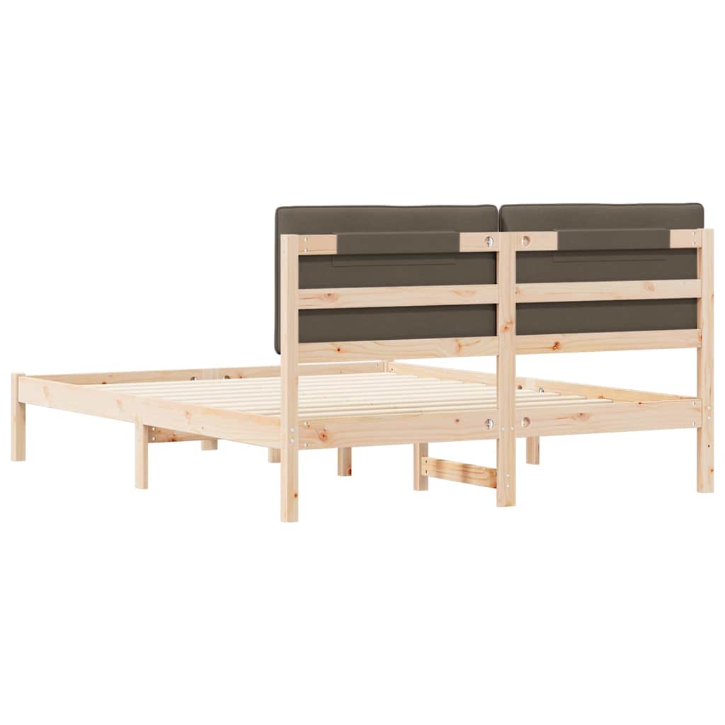 vidaXL Σκελετός Κρεβατιού με Επενδεδυμένο Κεφαλάρι Taupe 150 x 200 cm