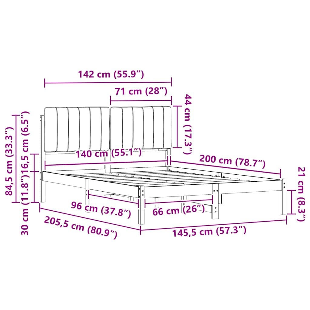vidaXL Σκελετός Κρεβατιού με Επενδεδυμένο Κεφαλάρι Σκούρο Γκρι