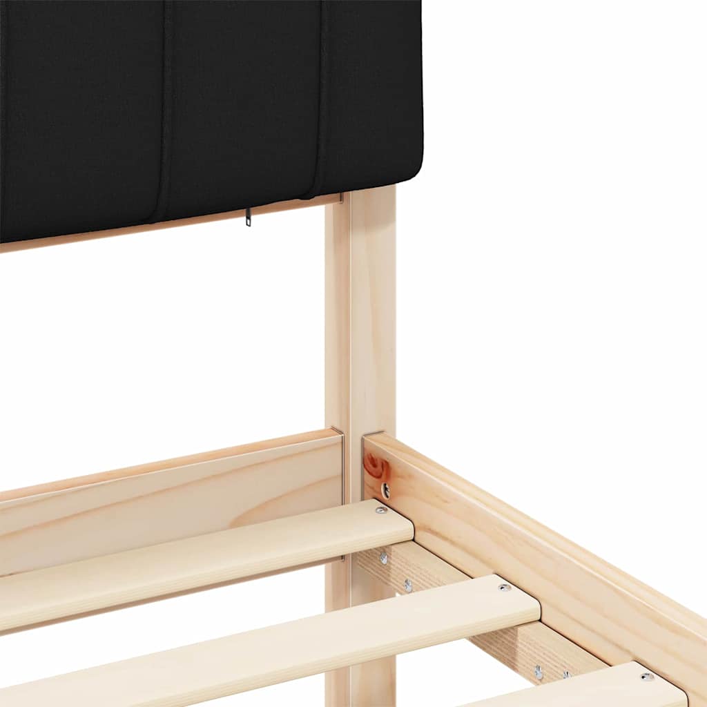 vidaXL Σκελετός Κρεβατιού με Επενδεδυμένο Κεφαλάρι Μαύρο 135 x 190 cm