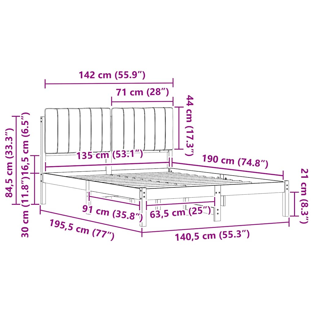 vidaXL Σκελετός Κρεβατιού με Επενδεδυμένο Κεφαλάρι Ανοιχτό γκρι