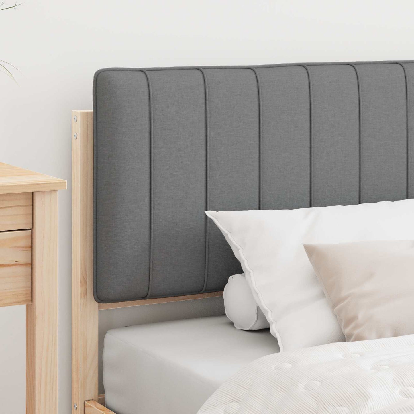 vidaXL Σκελετός Κρεβατιού με Επενδεδυμένο Κεφαλάρι Ανοιχτό γκρι