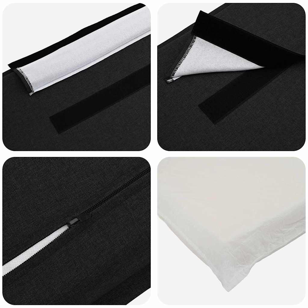 vidaXL Ταπετσαρισμένο κεφαλάρι με κεφαλάρι Φυσικό και Μαύρο 135 cm