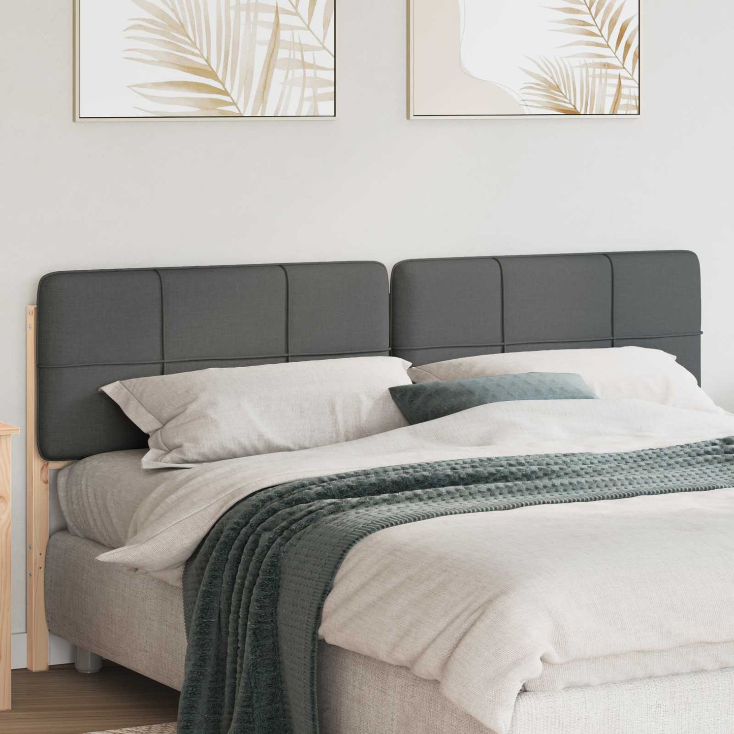 vidaXL Ταπετσαρισμένο κεφαλάρι Καφέ και Ανοιχτό Γκρι 200 cm