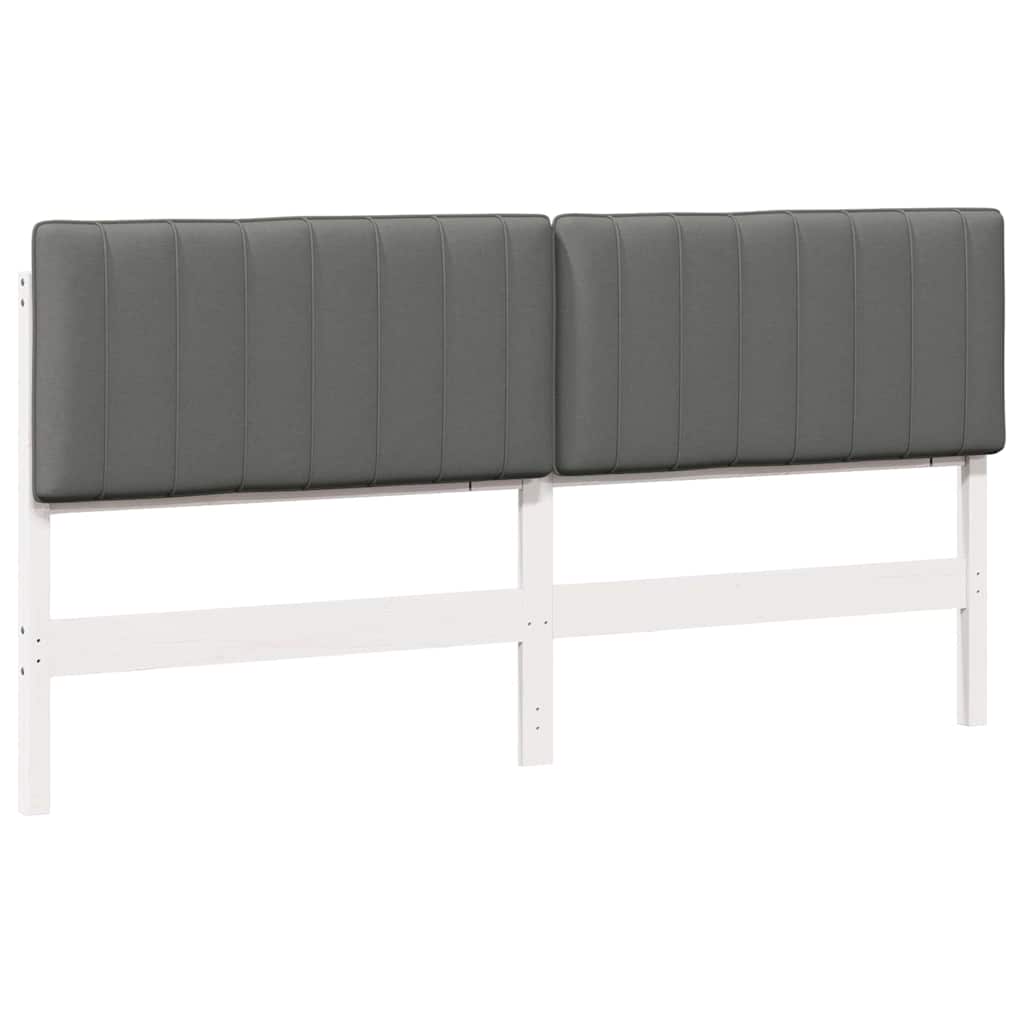 vidaXL Ταπετσαρισμένο κεφαλάρι Λευκό και Ανοιχτό Γκρι 200 cm