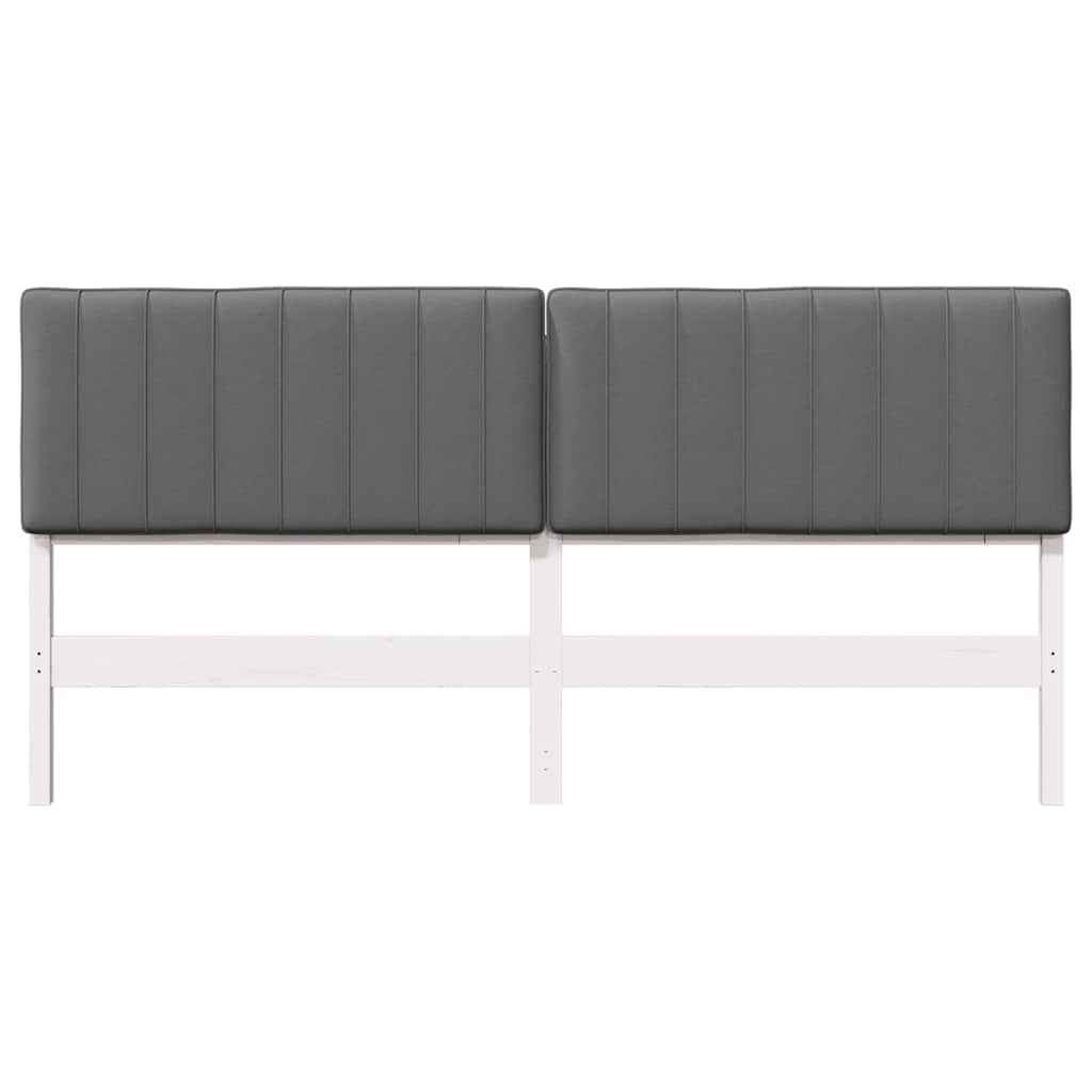 vidaXL Ταπετσαρισμένο κεφαλάρι Λευκό και Ανοιχτό Γκρι 200 cm