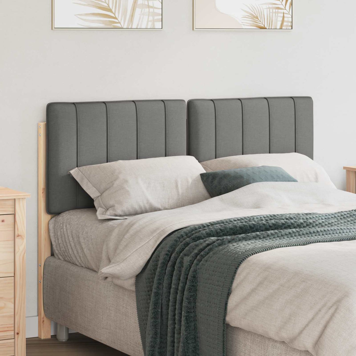 vidaXL Ταπετσαρισμένο κεφαλάρι Καφέ και Ανοιχτό Γκρι 120 cm