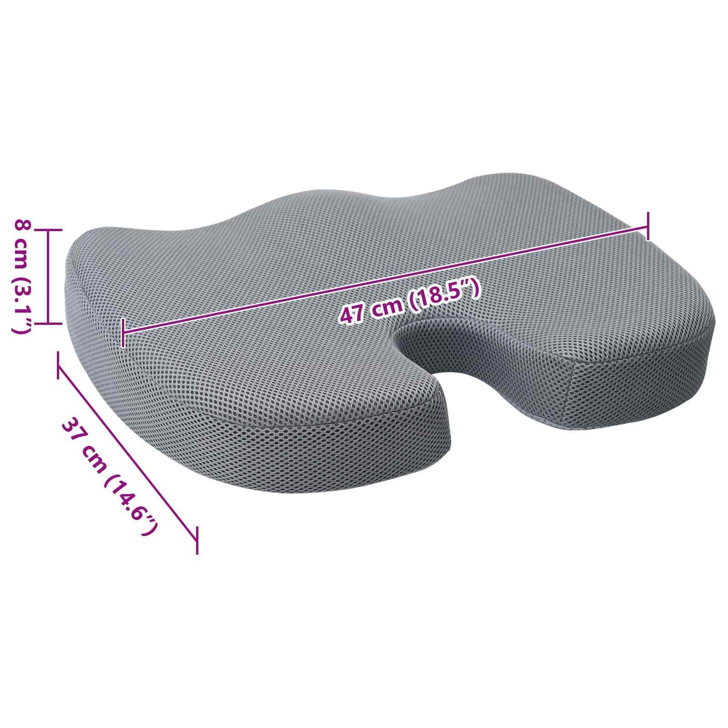 vidaXL Μαξιλάρια Καθίσματος Μονόχρωμο Γκρι 47 x 37 x 8 εκ Αφρός Μνήμης