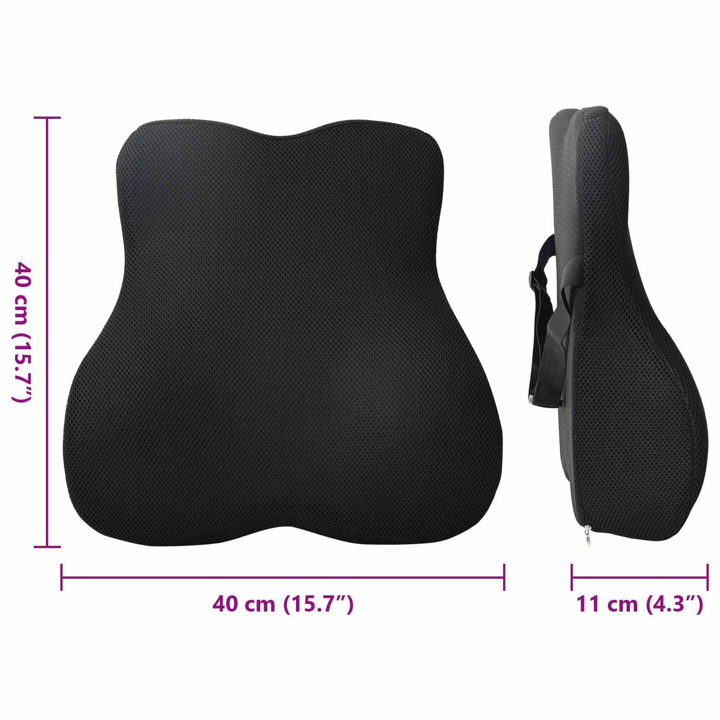 vidaXL Μαξιλάρι πλάτης Μαύρο Αφρός Μνήμης 40 x 40 x 11 εκ