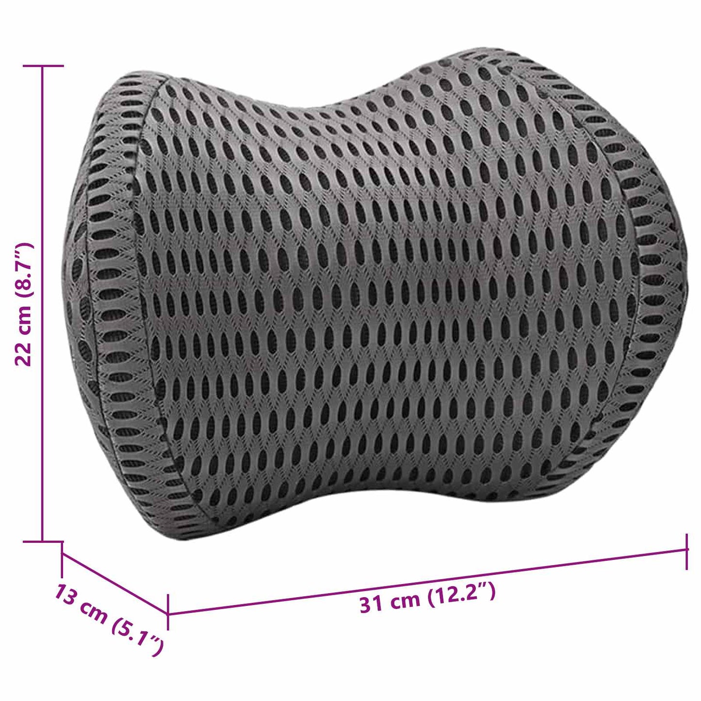 vidaXL Μαξιλάρι λαιμού Γκρι Αφρός Μνήμης 31 x 22 x 13 εκ.