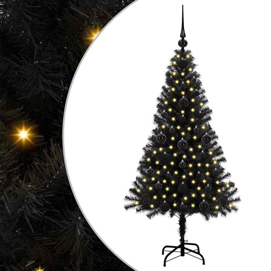 vidaXL Χριστουγεννιάτικο Δέντρο με 150 LED με βάση Μαύρο 120 cm PVC