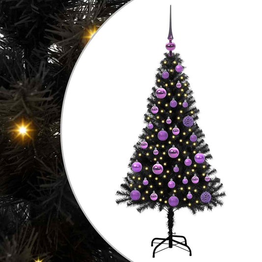 vidaXL Χριστουγεννιάτικο Δέντρο με 150 LED με βάση Μαύρο 120 cm PVC