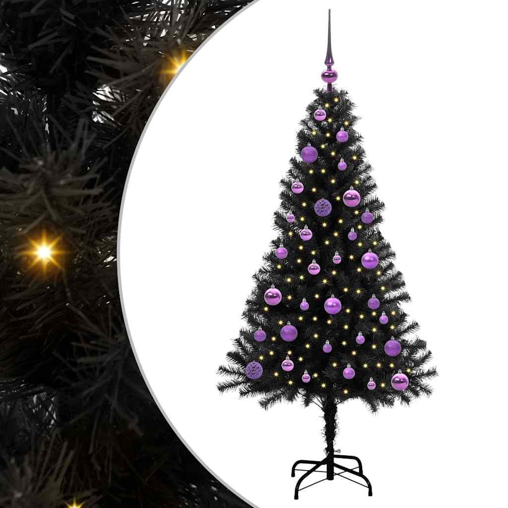 vidaXL Χριστουγεννιάτικο Δέντρο με 150 LED με βάση Μαύρο 150 cm PVC