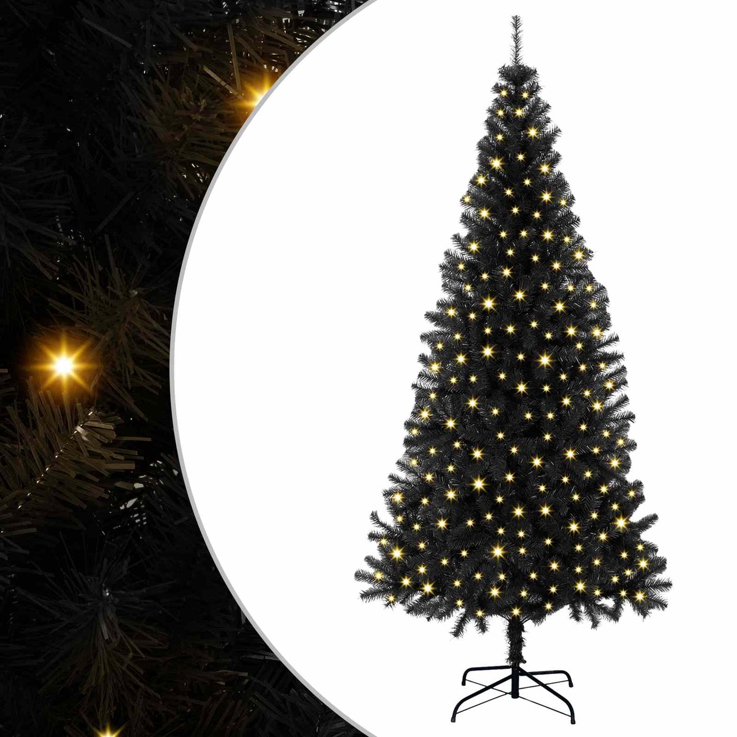 vidaXL Χριστουγεννιάτικο Δέντρο με 300 LED με βάση Μαύρο 180 cm PVC