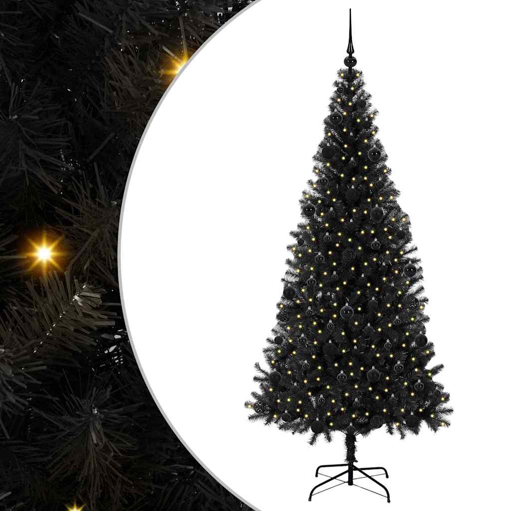 vidaXL Χριστουγεννιάτικο Δέντρο με 300 LED με βάση Μαύρο 210 cm PVC