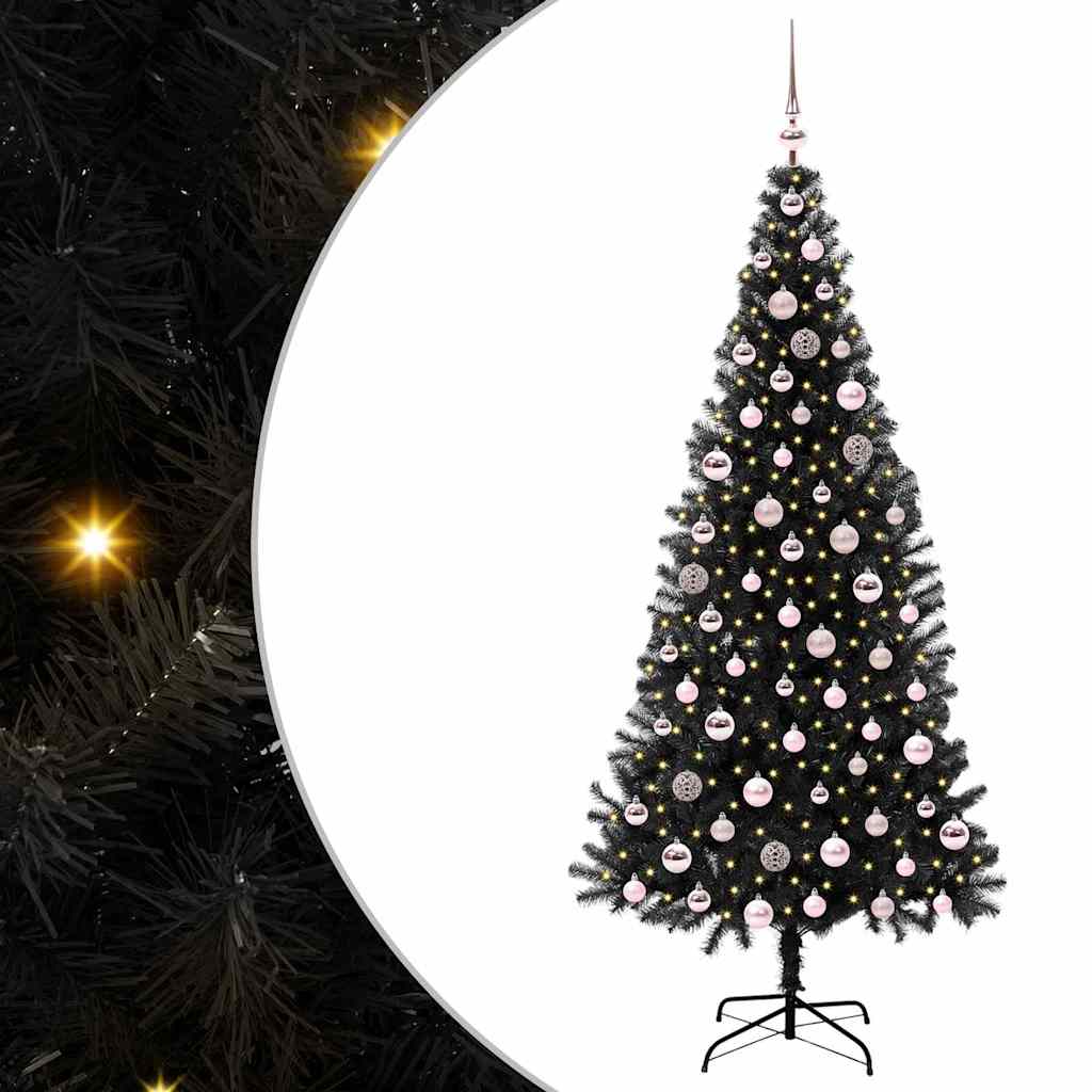vidaXL Χριστουγεννιάτικο Δέντρο με 300 LED με βάση Μαύρο 210 cm PVC