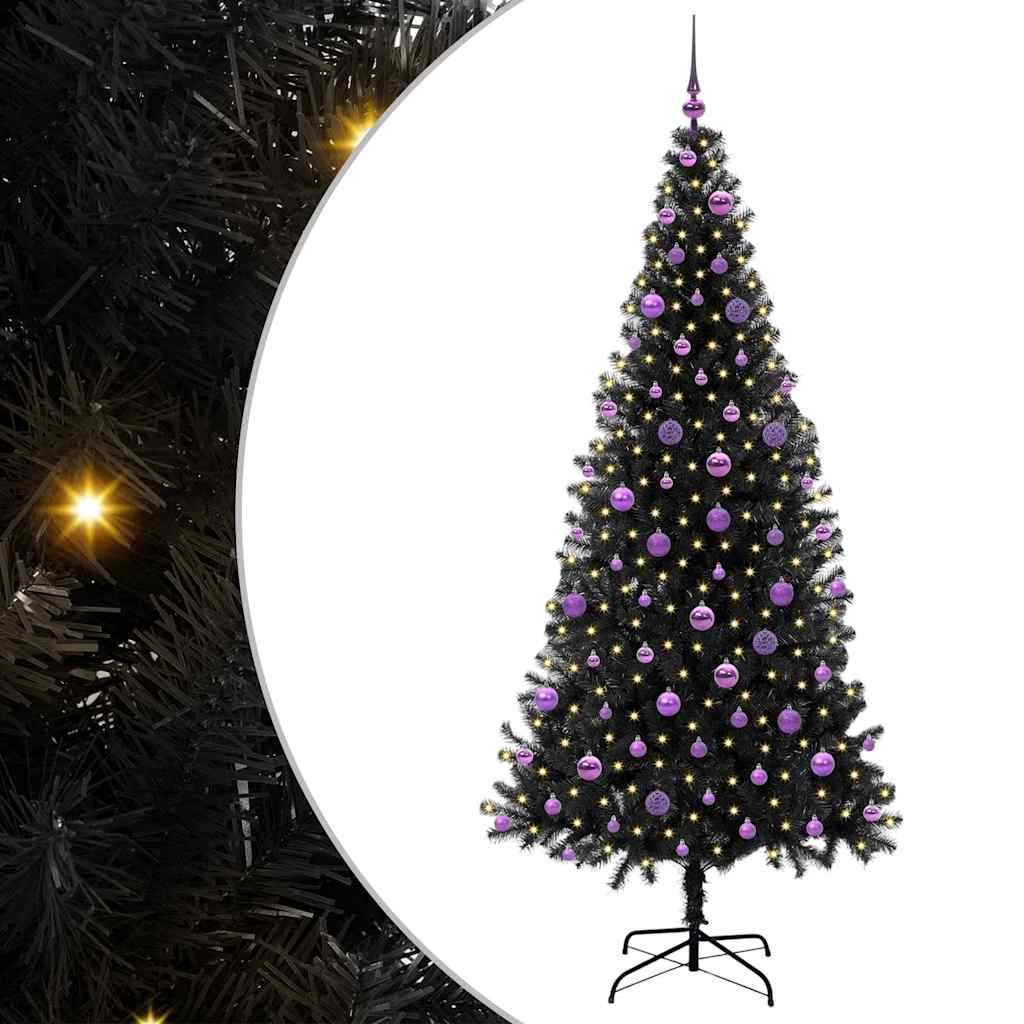 vidaXL Χριστουγεννιάτικο Δέντρο με 300 LED με βάση Μαύρο 210 cm PVC