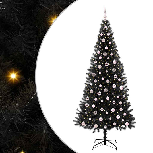 vidaXL Χριστουγεννιάτικο Δέντρο με 300 LED με βάση Μαύρο 240 cm PVC