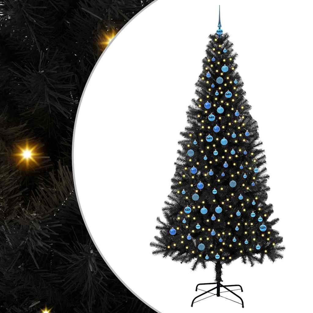 vidaXL Χριστουγεννιάτικο Δέντρο με 300 LED με βάση Μαύρο 240 cm PVC