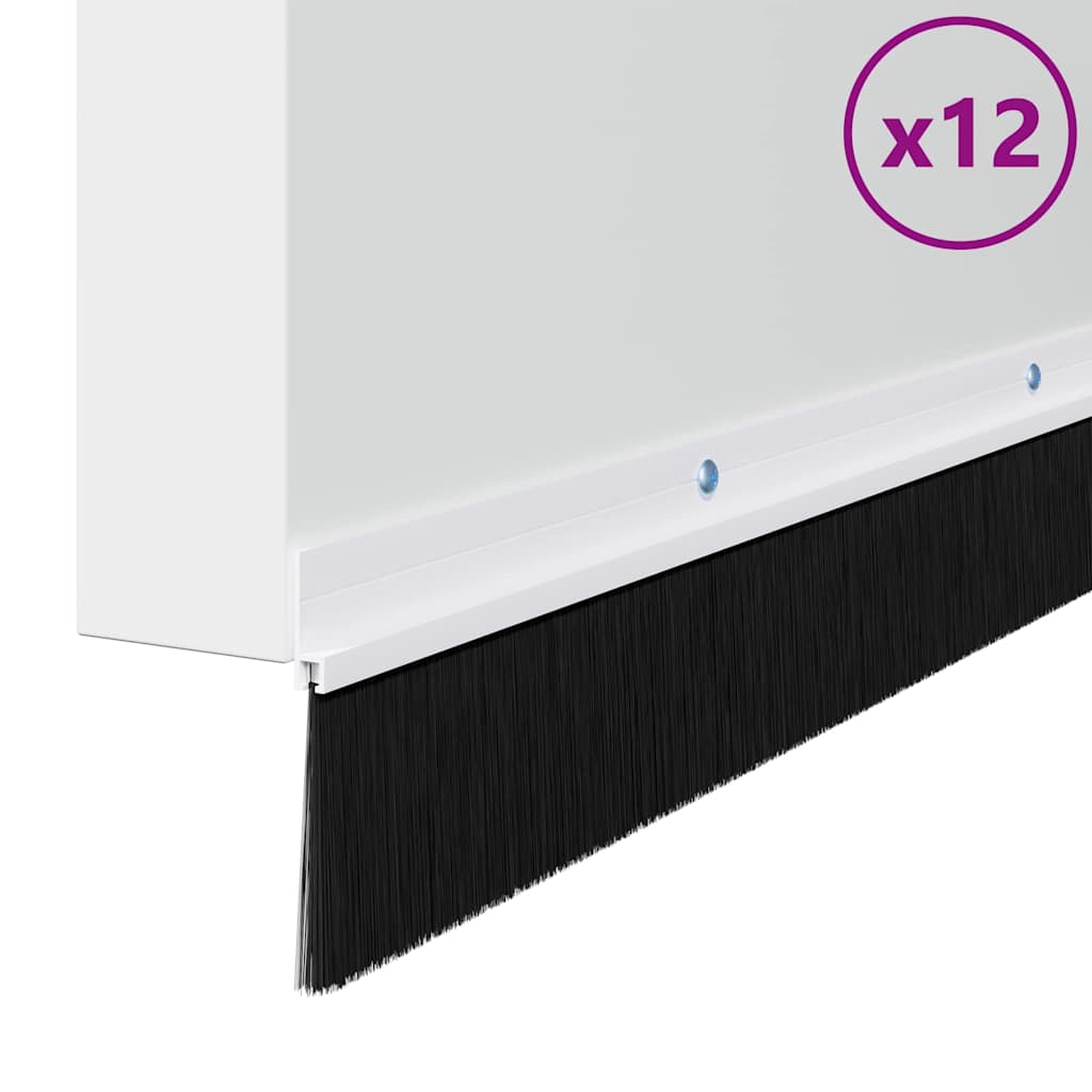 vidaXL Σφραγίδες πόρτας με βούρτσες που προσαρτώνται 12 pcs Λευκό