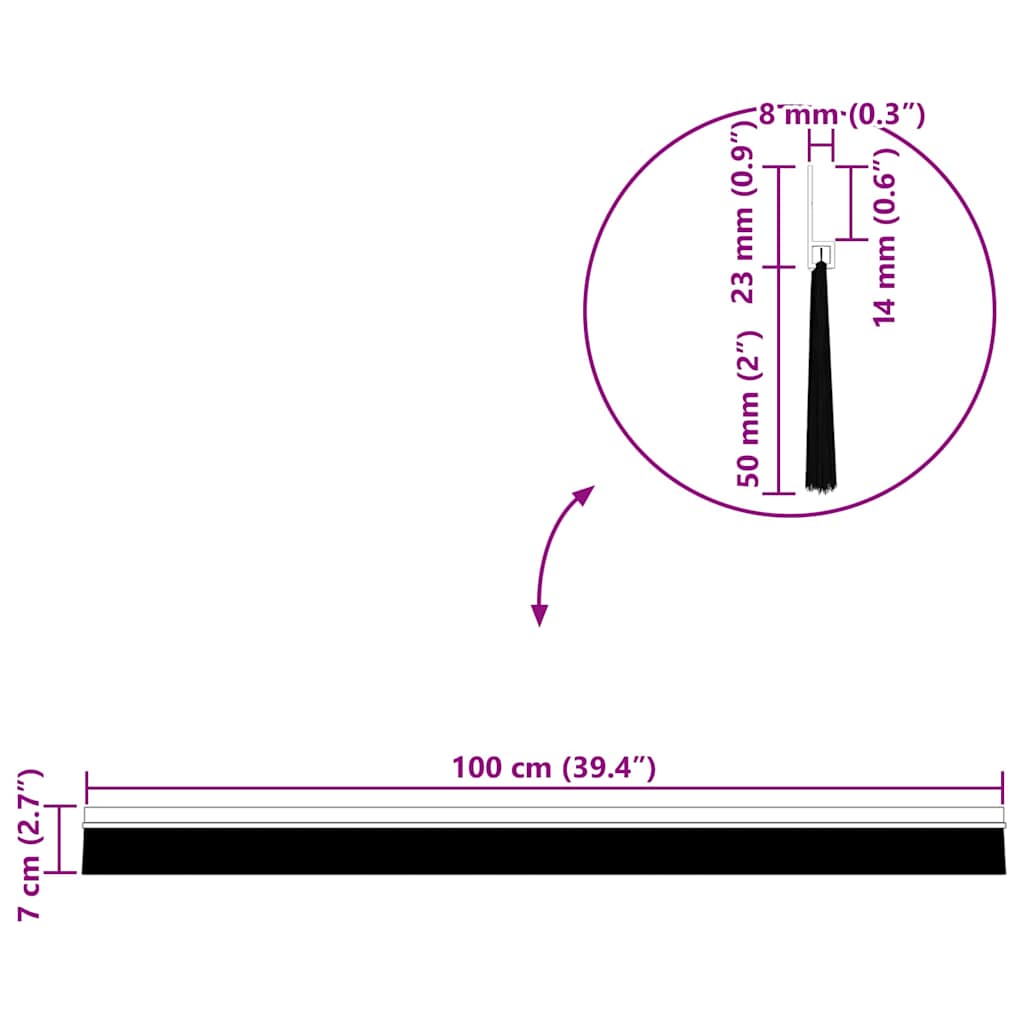 vidaXL Αυτοκόλλητες σφραγίδες πόρτας 12 pcs Μαύρο 100 cm