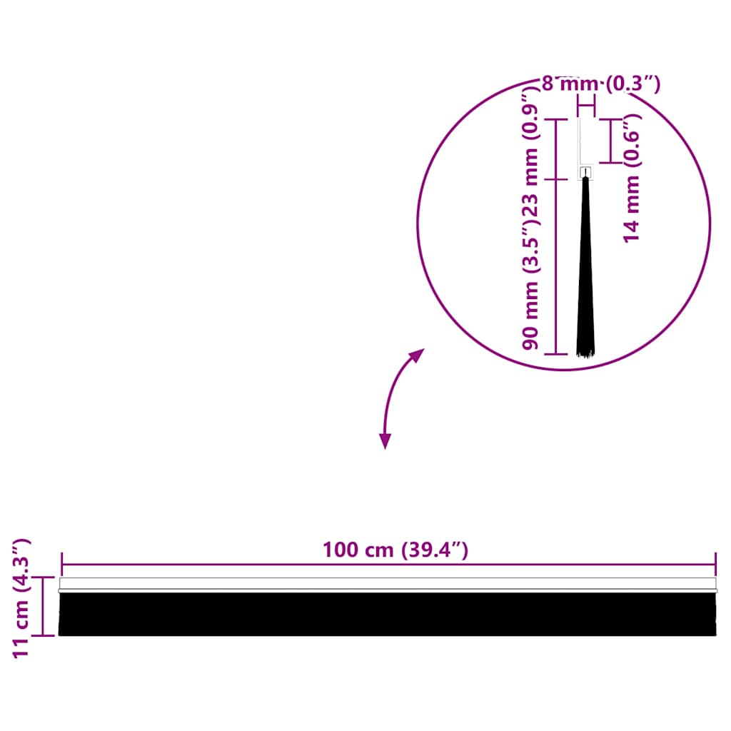 vidaXL Αυτοκόλλητες σφραγίδες πόρτας 12 pcs Μαύρο 100 cm
