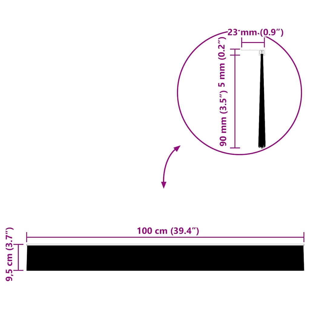 vidaXL Αυτοκόλλητες σφραγίδες πόρτας 6 pcs Μαύρο 100 cm