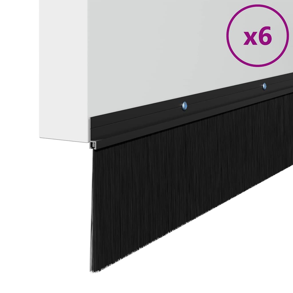 vidaXL Σφραγίδες πόρτας με βούρτσες που προσαρτώνται 6 pcs Μαύρο