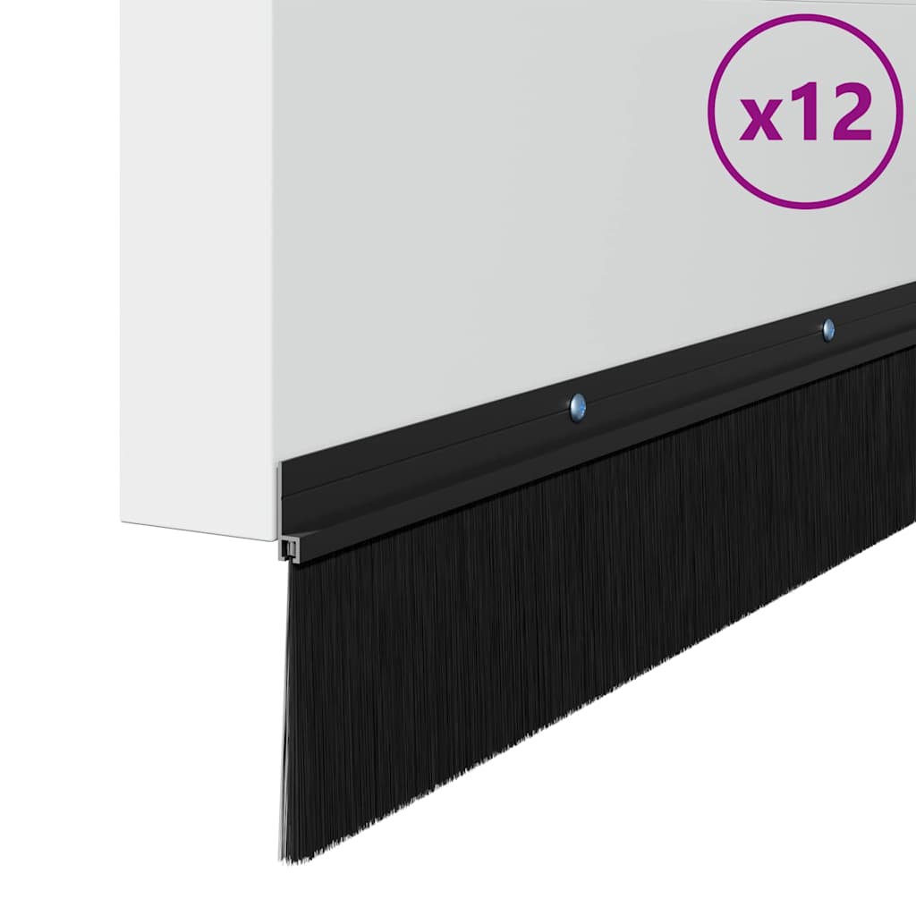 vidaXL Σφραγίδες πόρτας με βούρτσες που προσαρτώνται 12 pcs Μαύρο