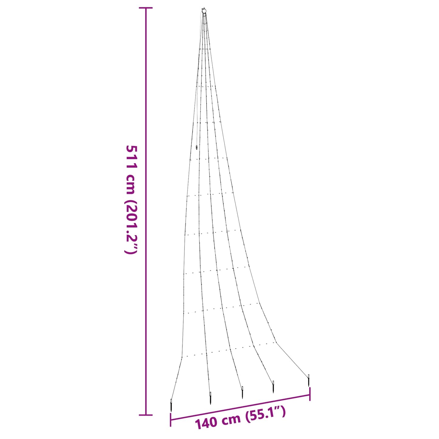vidaXL LED Χριστουγεννιάτικο Δέντρο Θερμό λευκό 511 εκ Μέταλλο