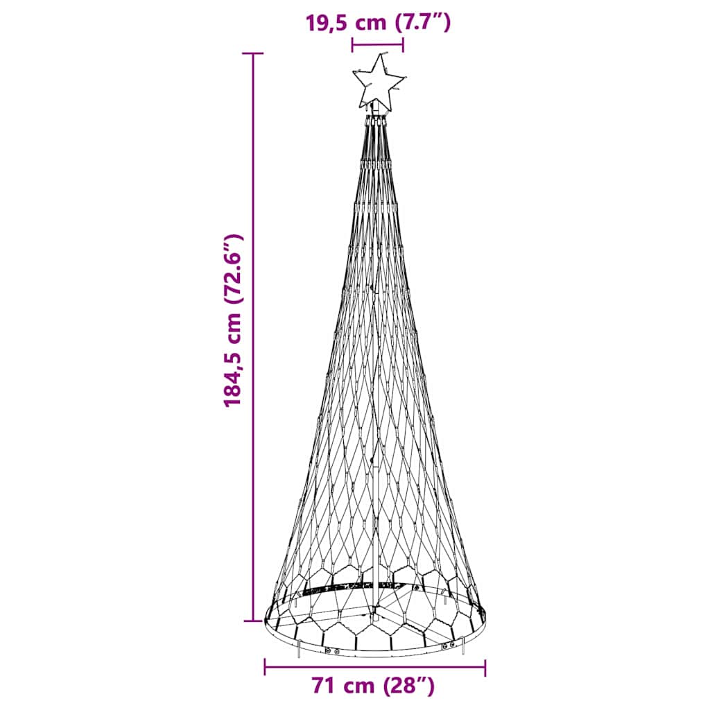 vidaXL LED Χριστουγεννιάτικο Δέντρο Πολύχρωμο 184.5 εκ. Μέταλλο
