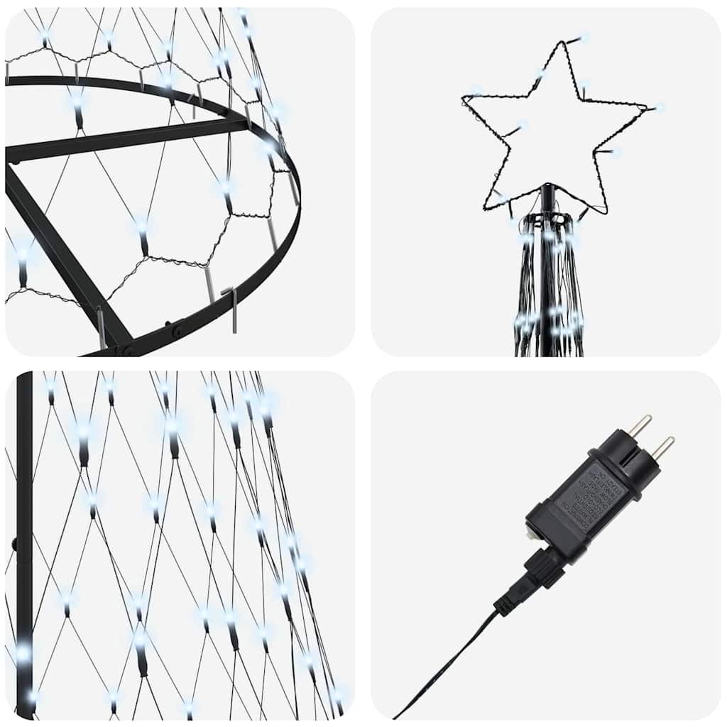 vidaXL LED Χριστουγεννιάτικο Δέντρο με βάση Ψυχρό λευκό 250 cm Μέταλλο